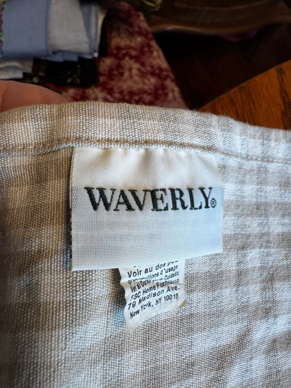2 Waverly Window Valance Green Tan Check Plaid Print Layered Cotton 81X 16.5″ FS