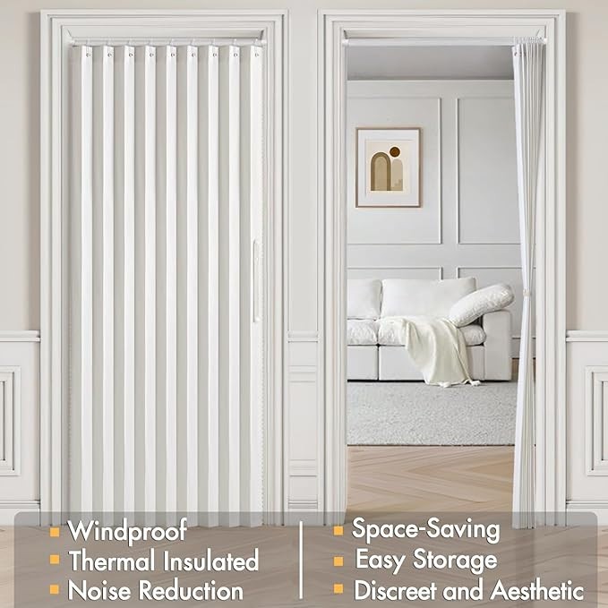 1 Panel W39×L78inches Accordion Style Magnetic Folding Door Curtains for Doorway