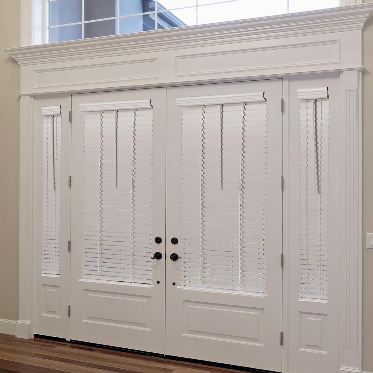 2 Pack 2 in Cordless Sidelight Blinds 8.5 x 72 in Horizontal White Faux Wood
