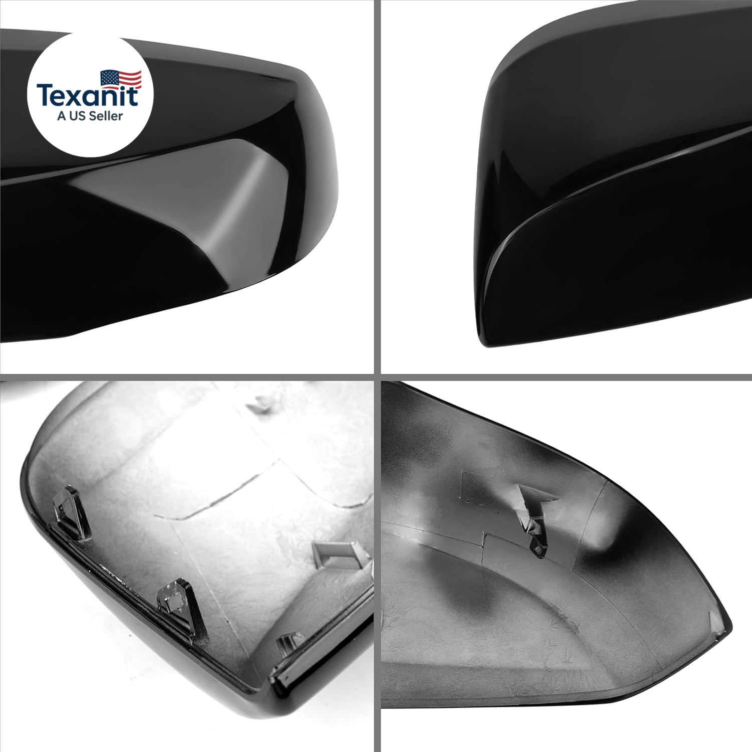 Gloss Black Replacement Mirror Cover Caps for 2016-2023 Toyota Tacoma with Turn