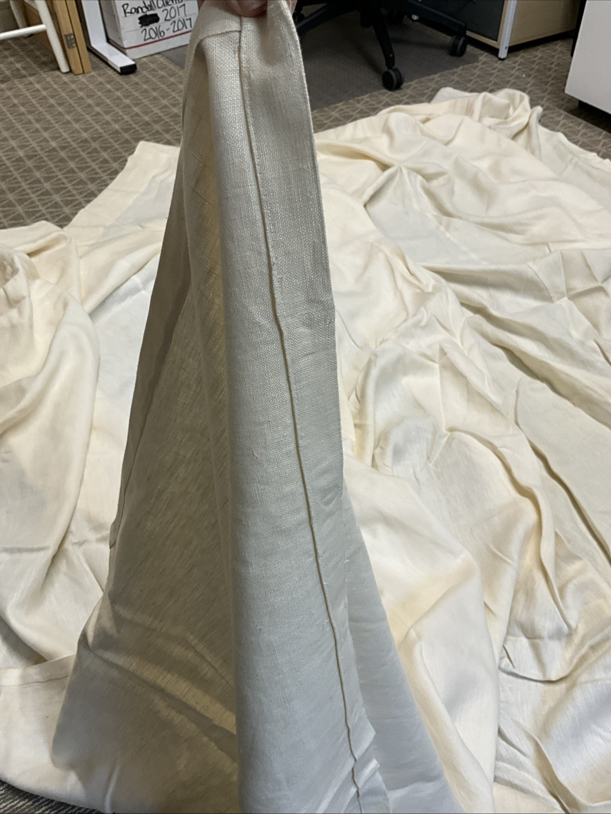 Large Drapery Panel, Unfinished Top, 3 Widths, Cream Color, 102 H X 150 W