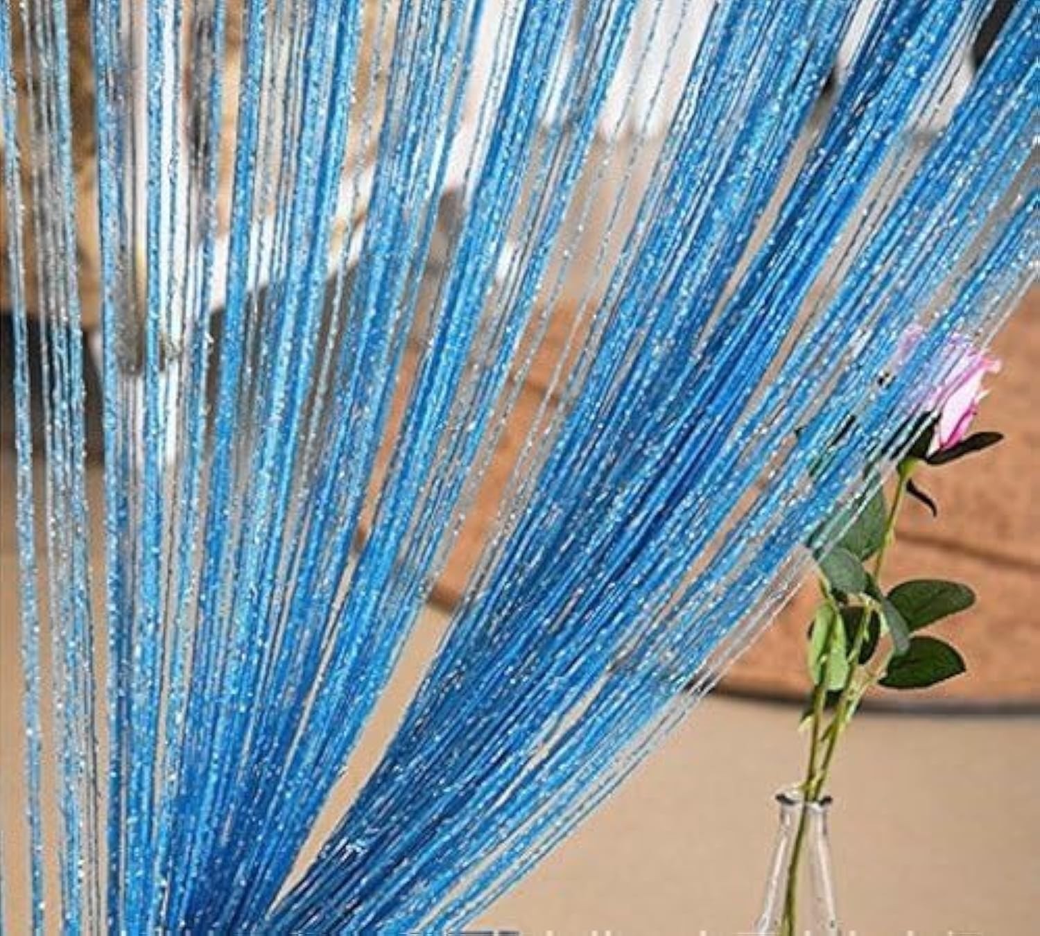 Blackout String Curtain in Sky Blue – Romantic Fringe for Living Room & Bedroom