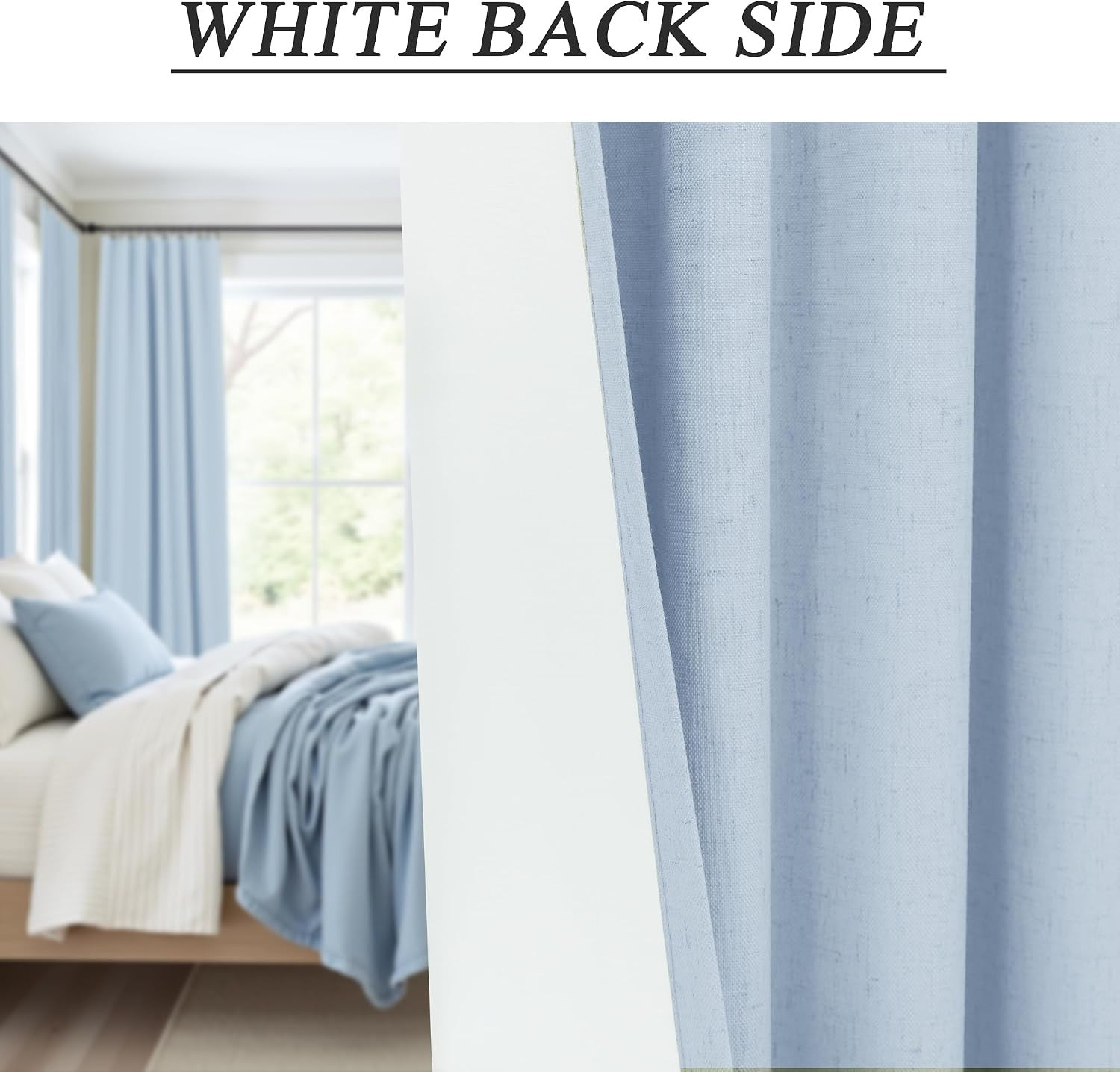 Light Blue Curtains 84 Inch Length for Bedroom 2 Panel Back Tab Pocket Pale Sky