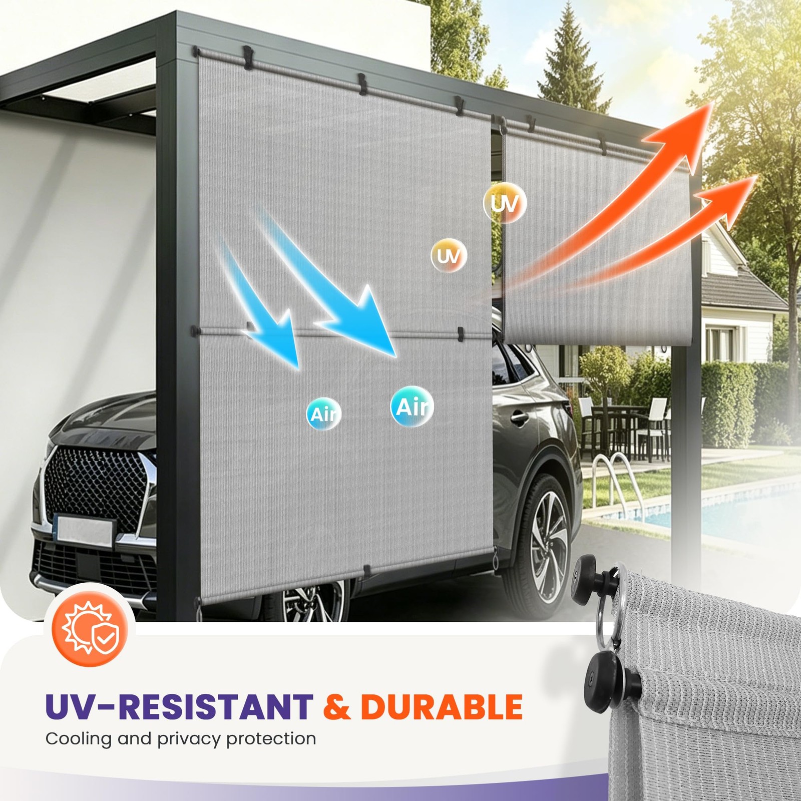 PATIOBREEZE 4’Wx6’H Outdoor Roller Shade Patio Cordless Blinds Roll Up Shade …