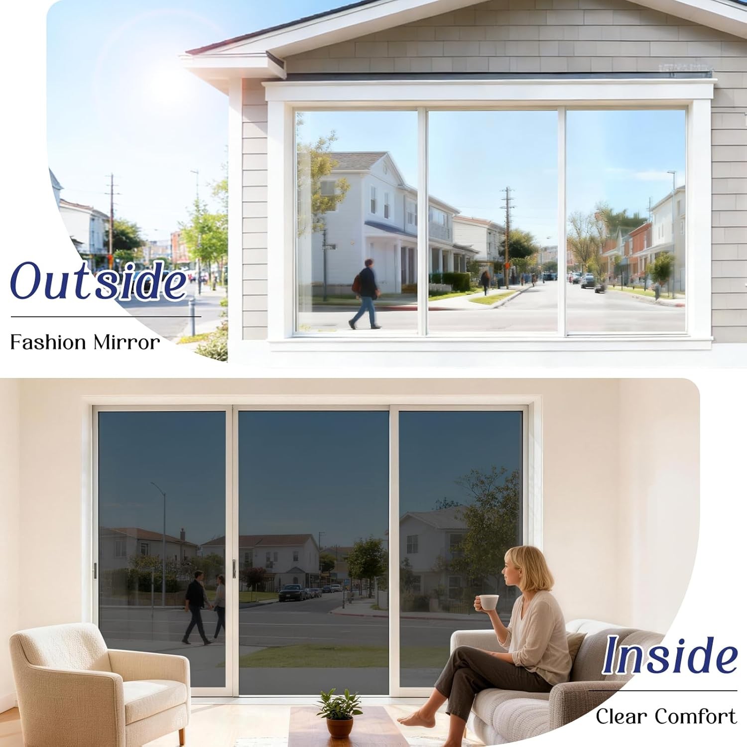 One Way Window Privacy Film Window Tint Home W/ Tools Static Cling Removable UV