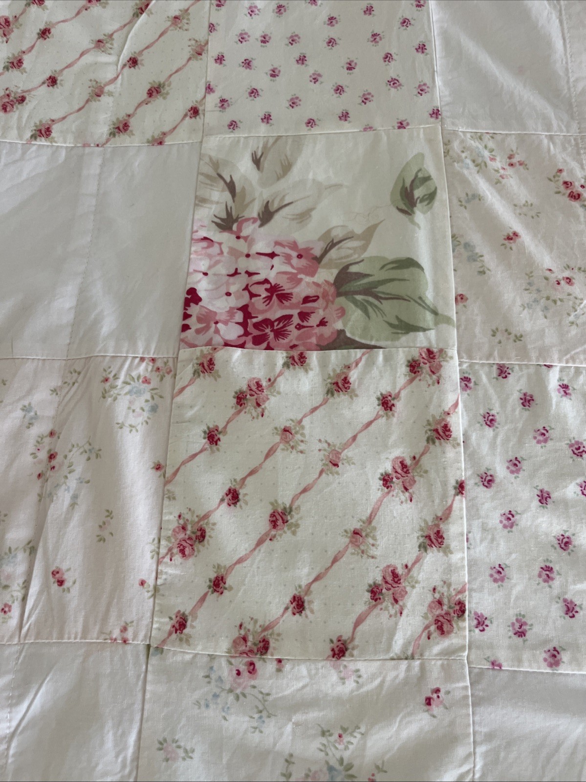 2 SIMPLY SHABBY CHIC Vintage Pink Curtain Valances 14×53” Patchwork Set