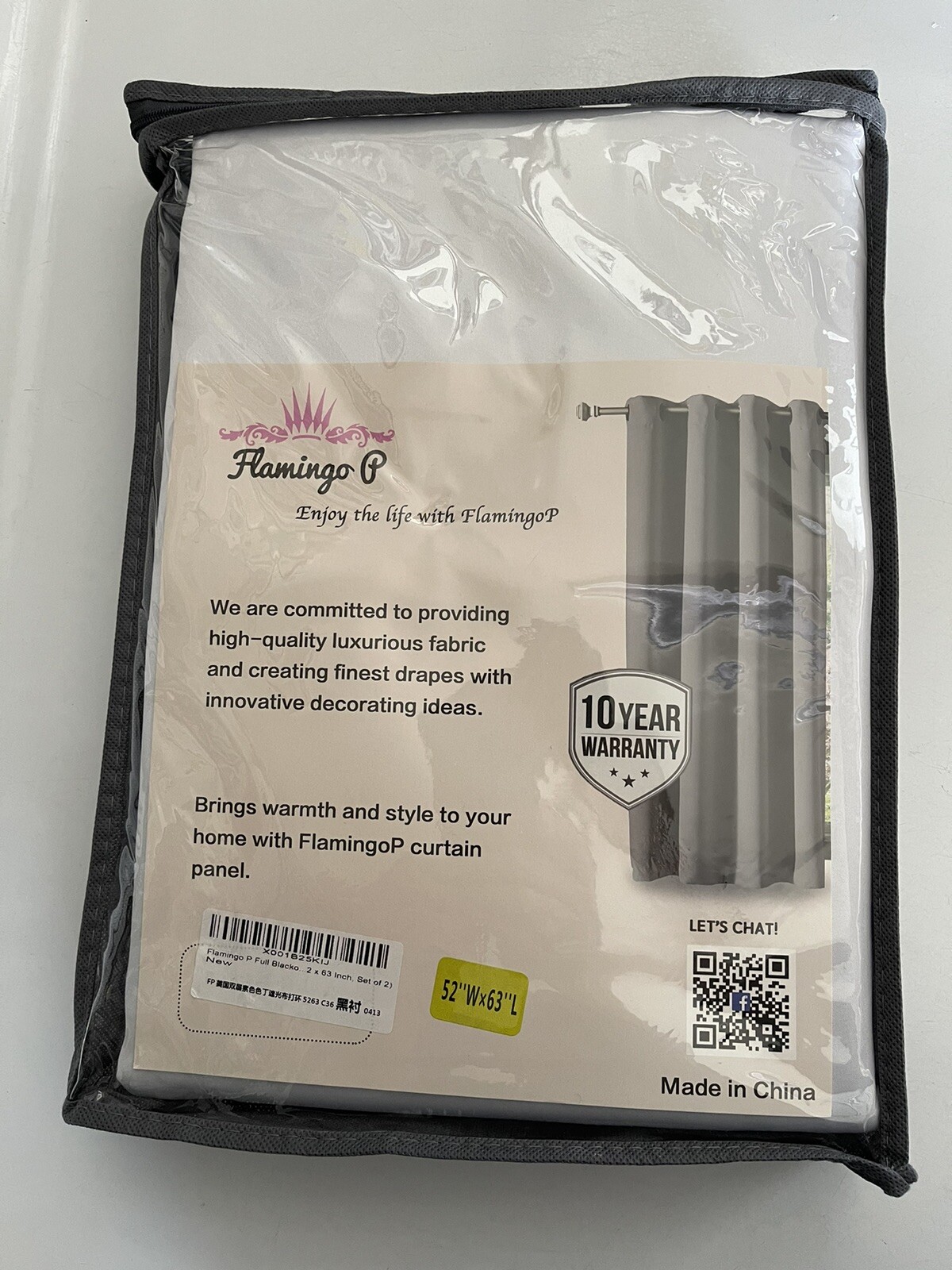Flamingo P Linen Semi Sheer Curtain Panels-2ct.-52″(W)x63″(L)**