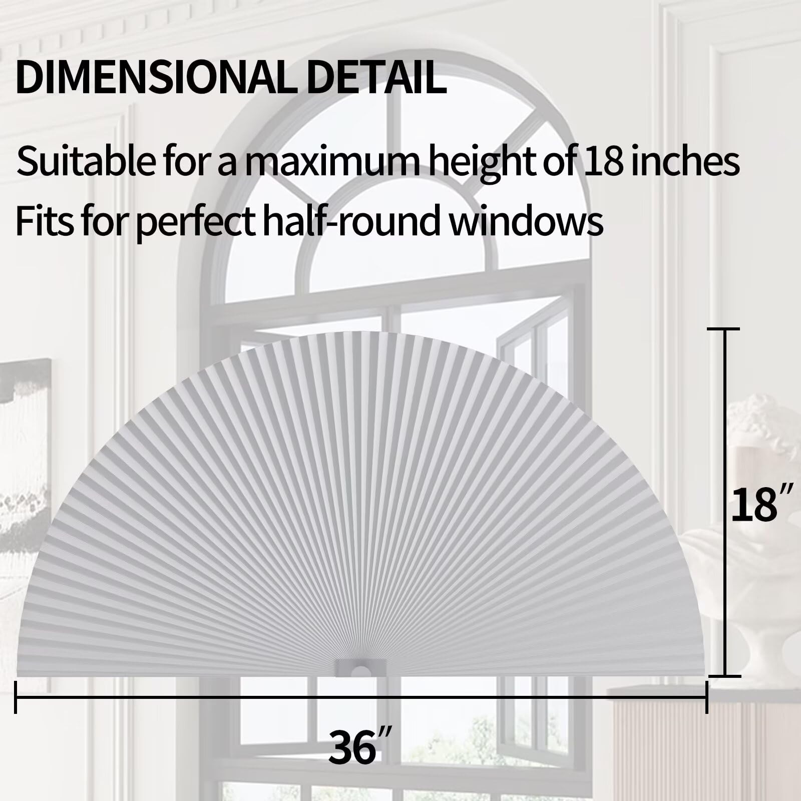Arch Window Shades Half Circle Blackout Cellular Shades Cordless No Drill Bli…