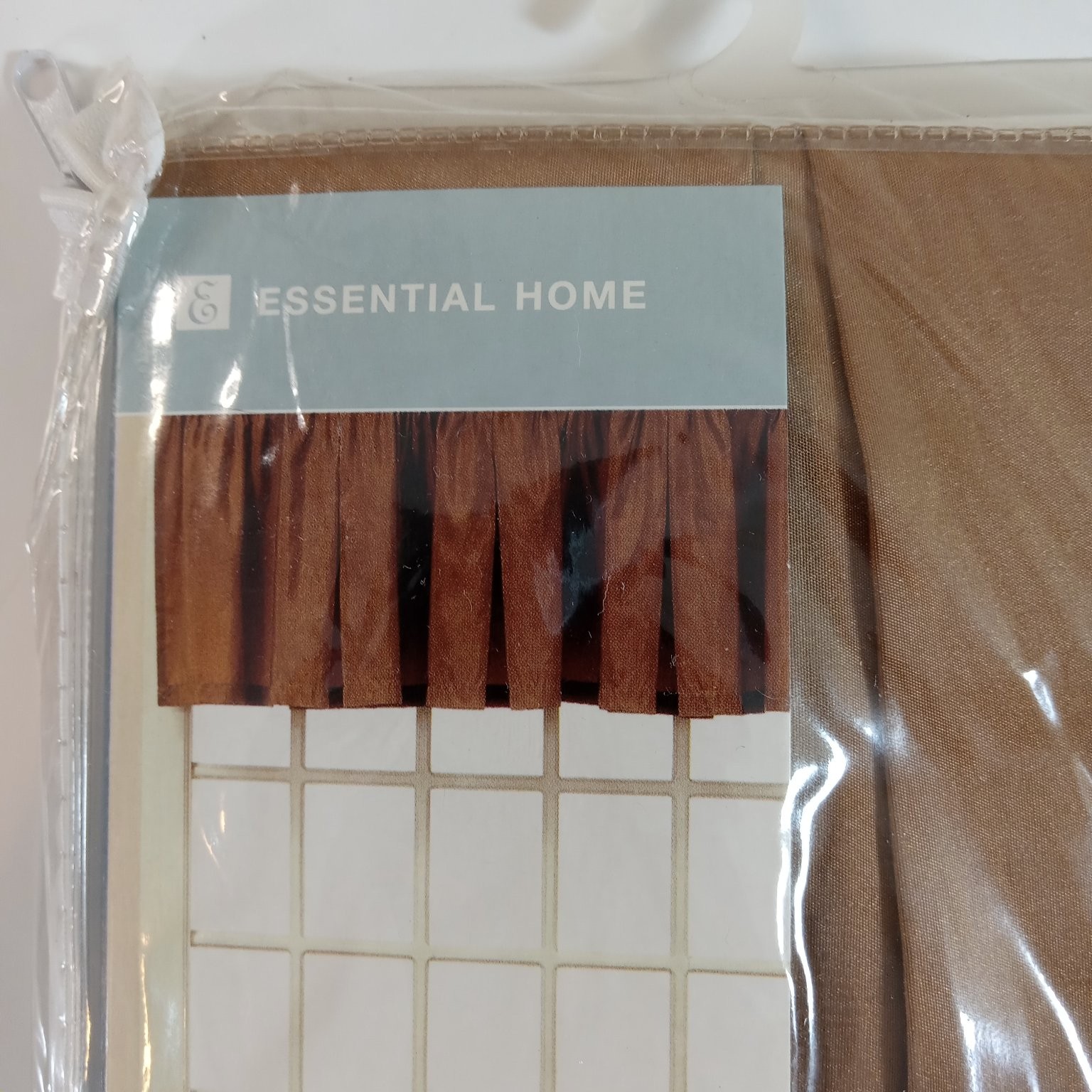Essential Home Box Pleat Taffeta Valance 60″ W x 17″ L Brass