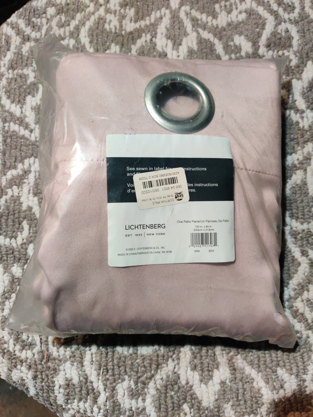 Sun Zero Barrow Grommet Sliding Patio Door Curtain Panel Blush Pink 100″ x 84″