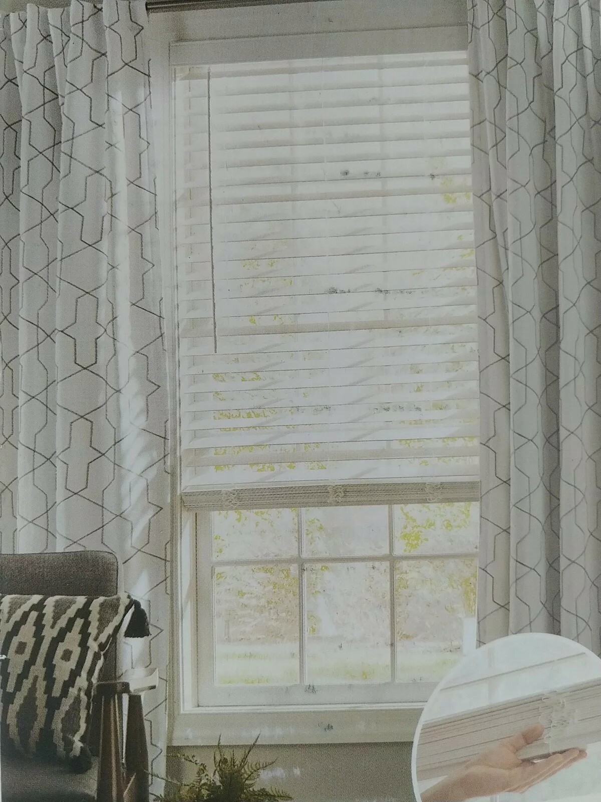BHG 2-inch Cordless Faux Wood Horizontal Blinds 30″W x 48″L White