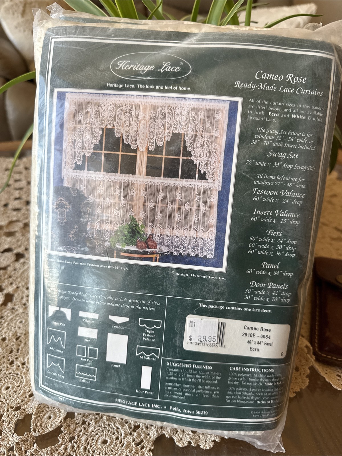 Heritage Lace Swag Set Cameo Rose White 60” X 84” NEW IN PACKAGE Cottage Core