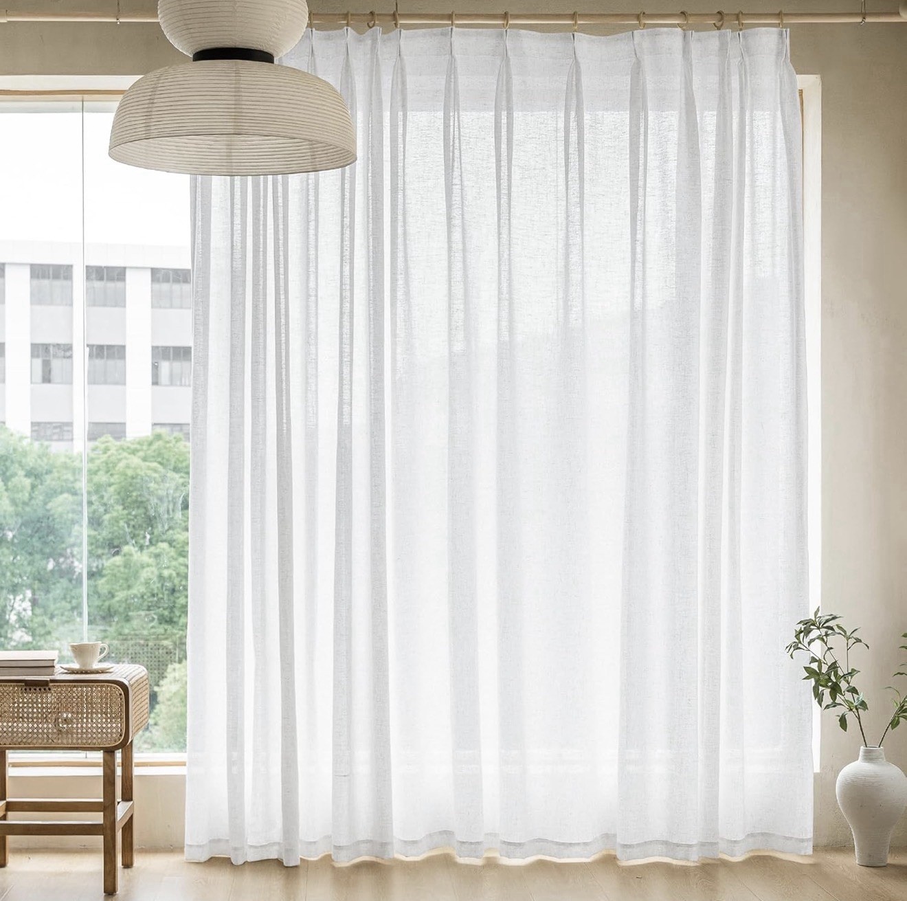 MAIHER White Extra Wide Pinch Pleated Curtains 96” L x 100”W