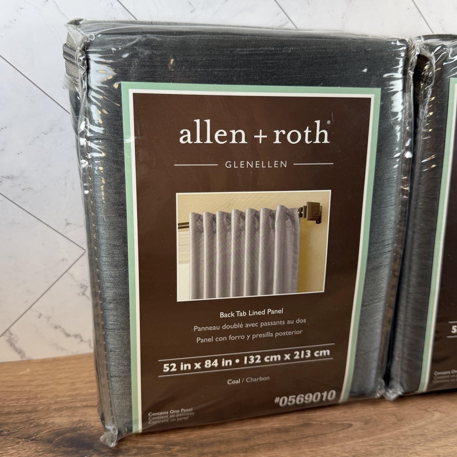 Allen + Roth 52” X 84” Coal Back Tab Lined Curtain Panels Set of 2 NEW #0569010