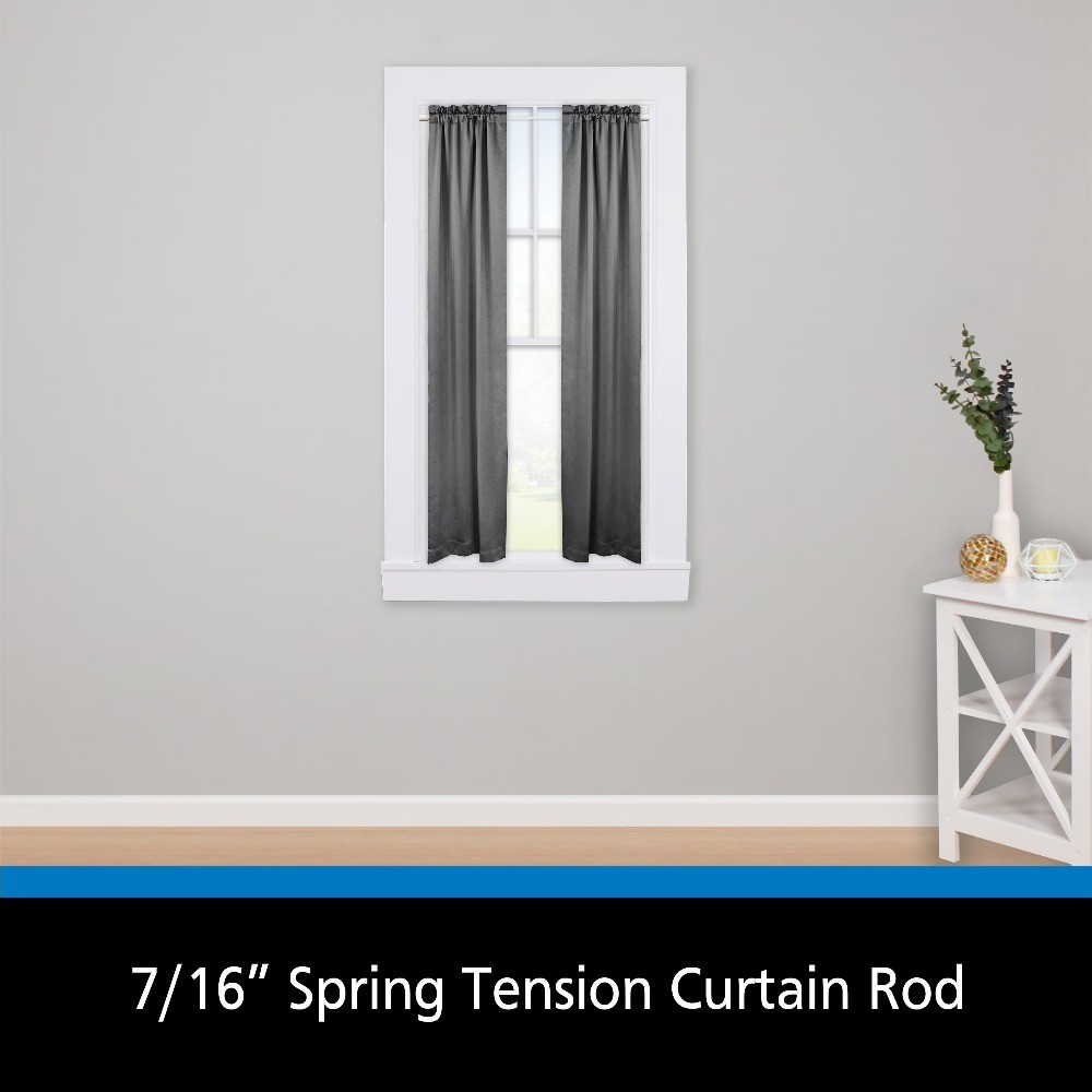 Adjustable Spring Tension Curtain Rod 7/16 Inch Diameter 18 to 28 Inches Chrome