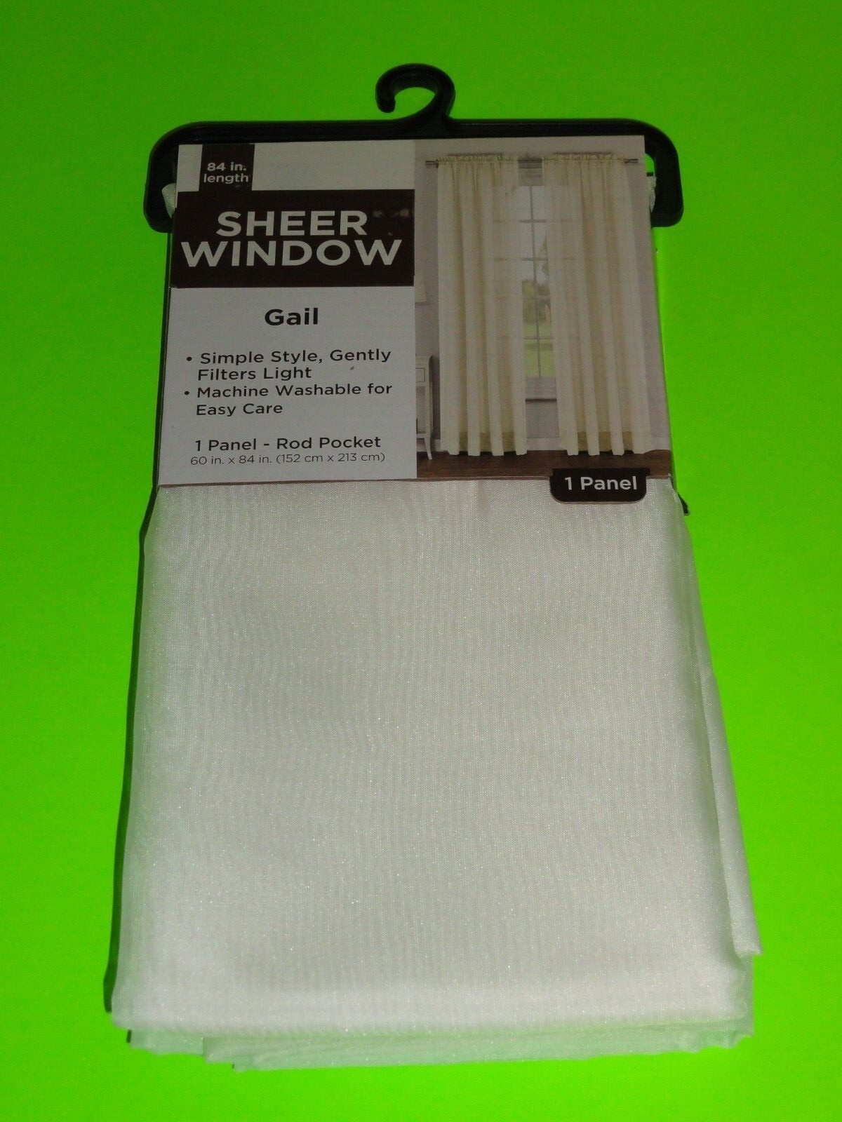 (1) GAIL 60″x84″ Ivory Color Sheer Window Rod Pocket Curtain Panel Light Filter