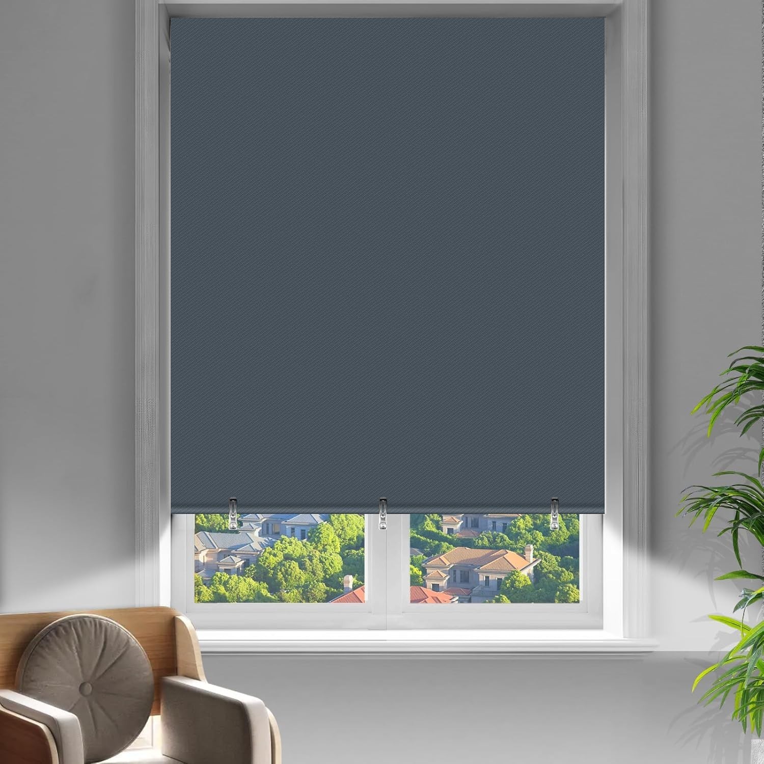 2 Pack Blackout Curtains for Bedroom, Self Adhesive Indoor Blackout Blinds, N