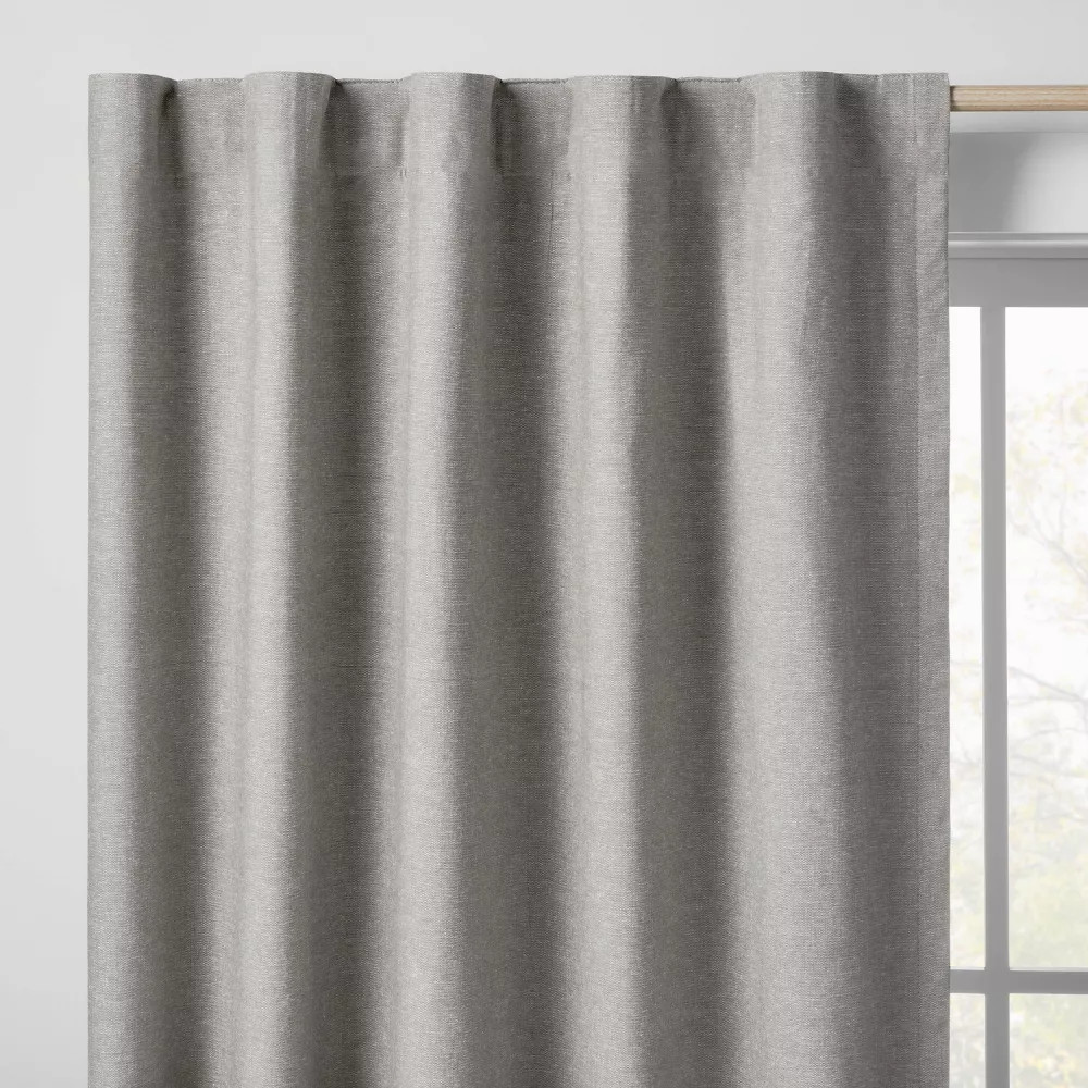 Pillowfort Heather Gray Chambray Cotton Blackout Single Curtain Panel 42″ x 63″