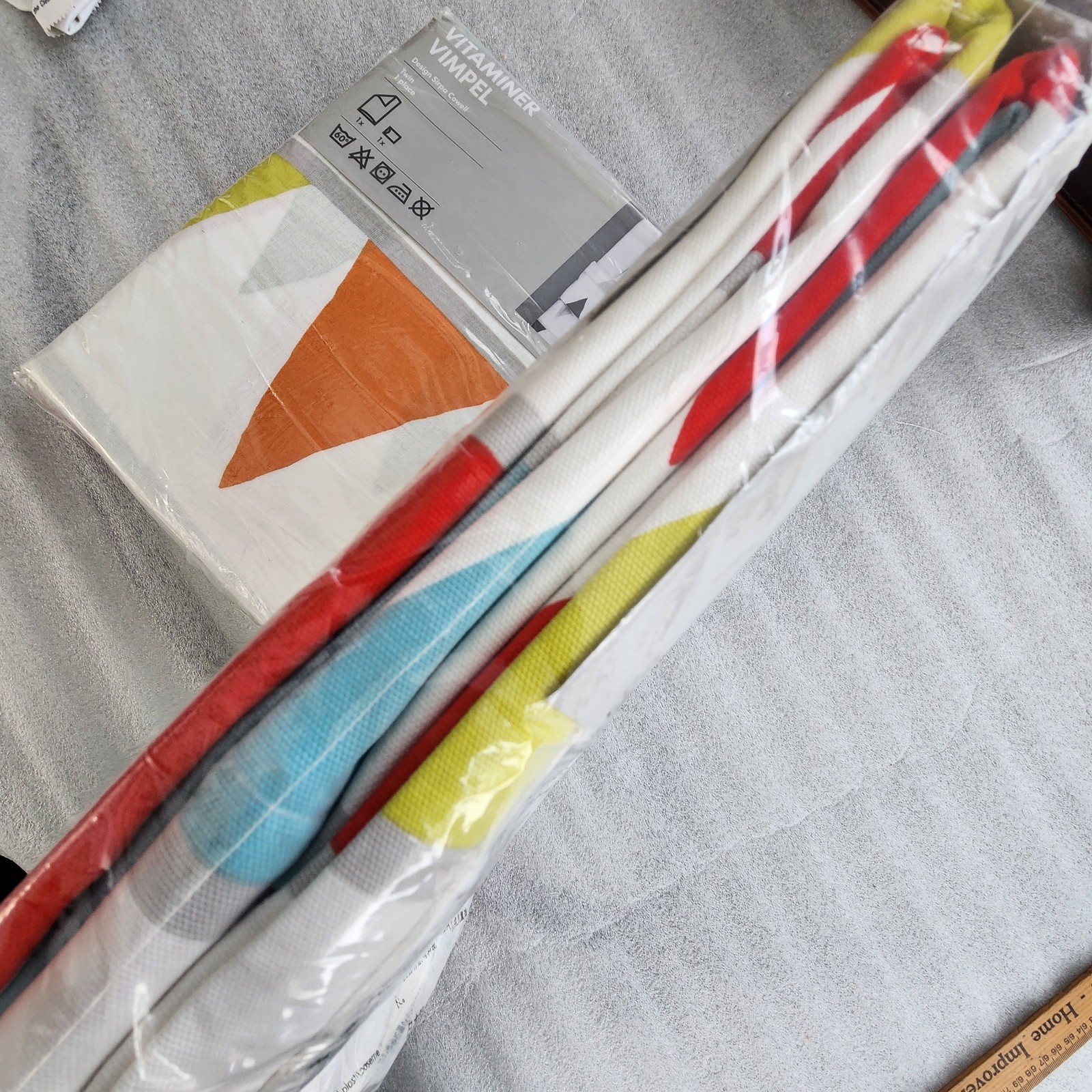 IKEA Vitaminer Vimpel Pennant Curtain Panels & Twin Sheet, Pillow Cover. NOS!