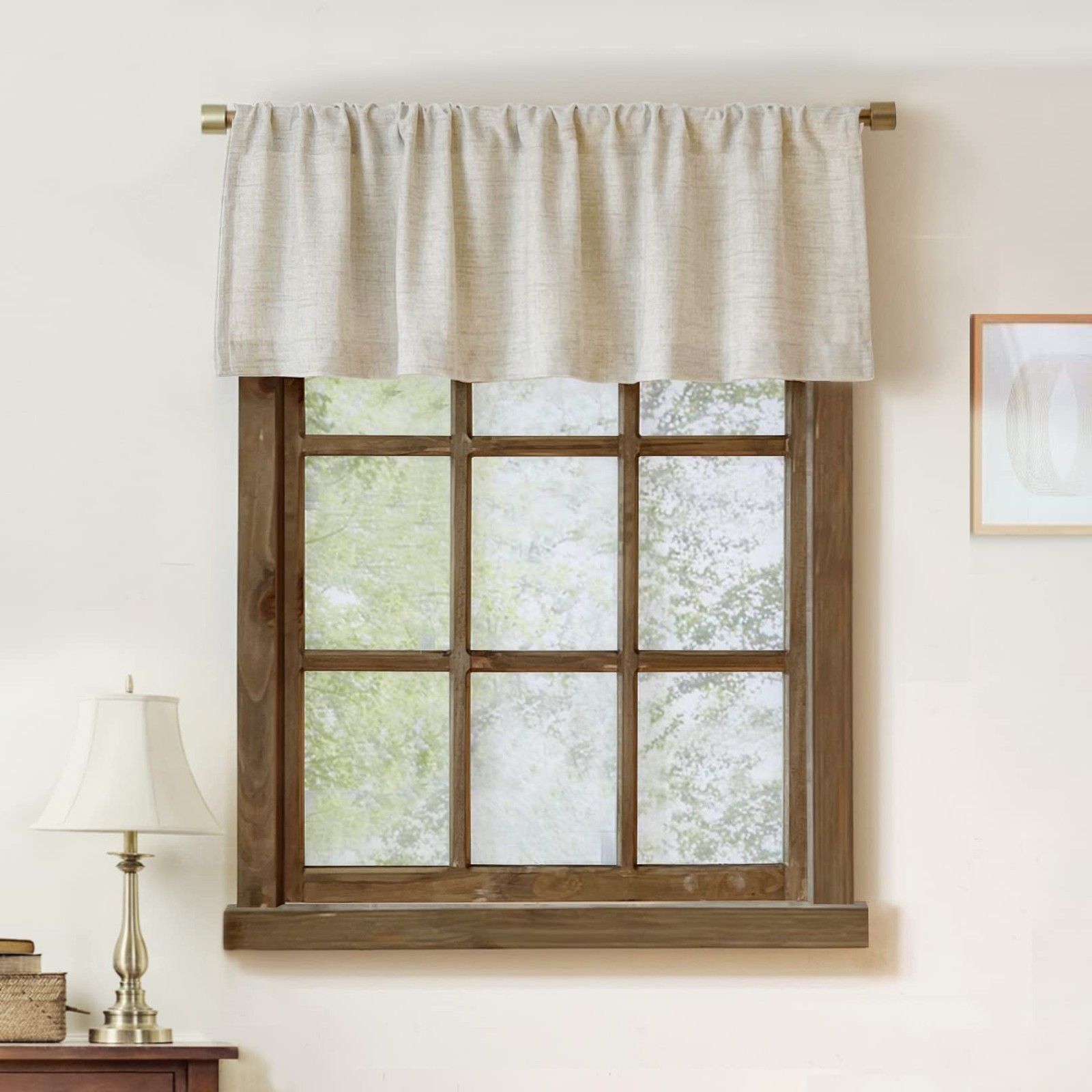 Faux Linen Valance for Windows Kitchen Living Room Valances Rod Pocket Farmho…