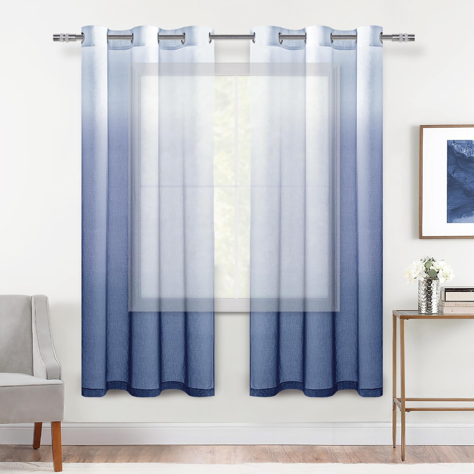 Dwcn Ombre – Gradient Semi Voile Grommet Top Drapes Bedroom And
