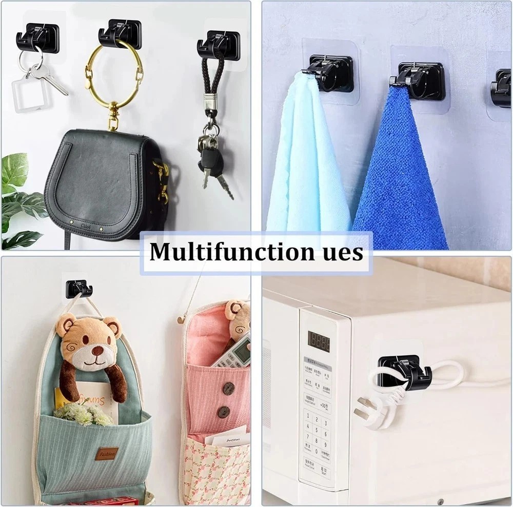 8 PCS No Drill Curtain Rod Brackets No Drilling Self Adhesive Curtain Rod Holder