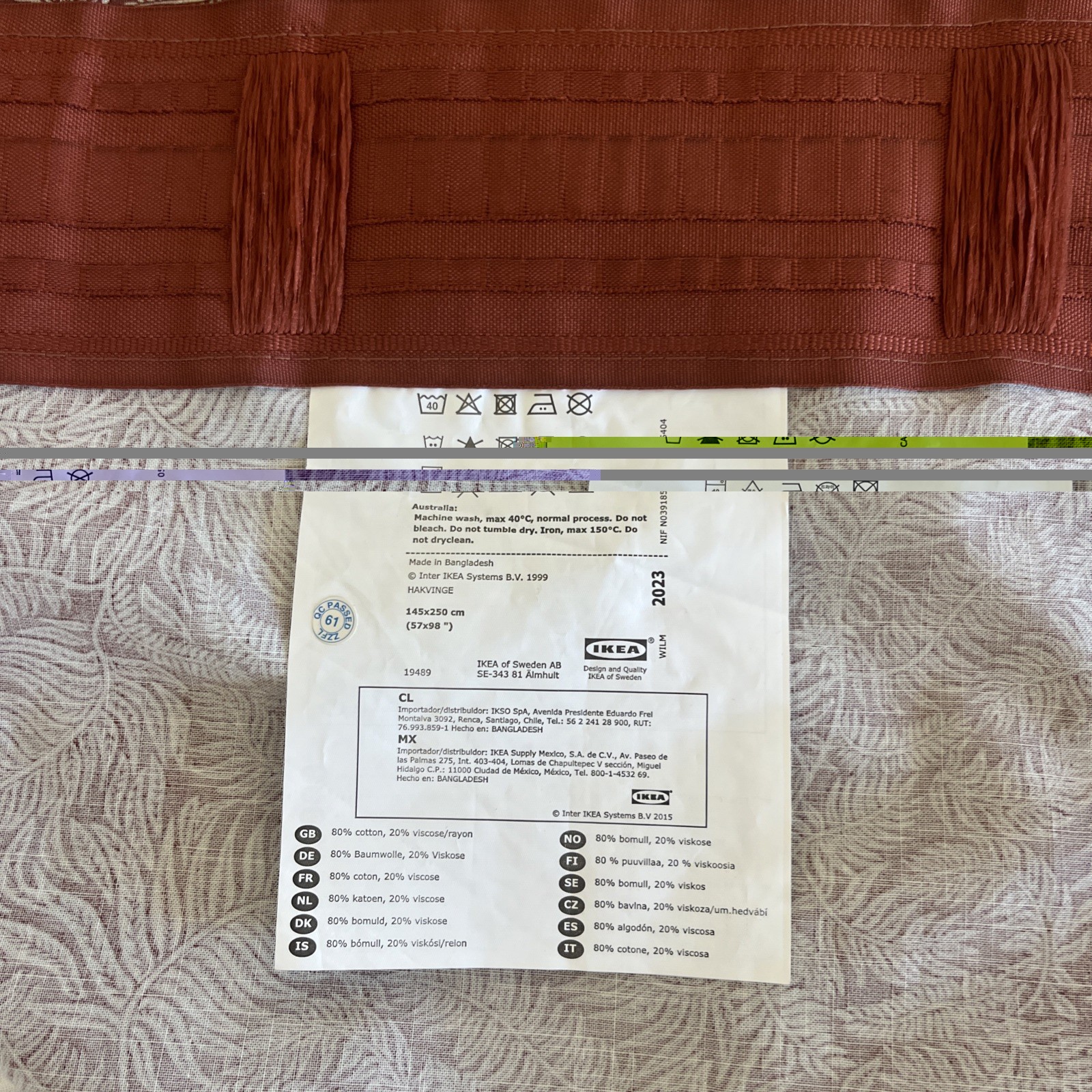 2 IKEA Halving Fern LeavesCurtains Panels 57×98 Botanical Burnt Orange