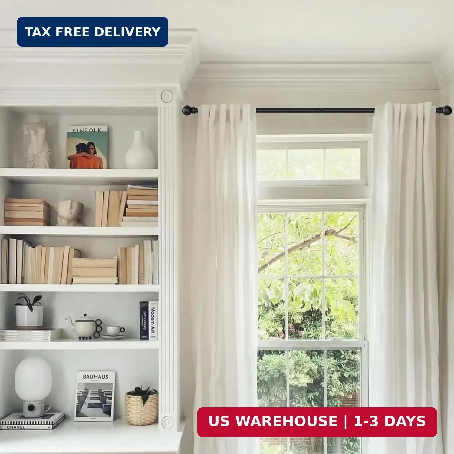 GXOACKJ Curtain Rods for windows 32-48 inch, 5/8 inch Decorative Curtain Rod Set