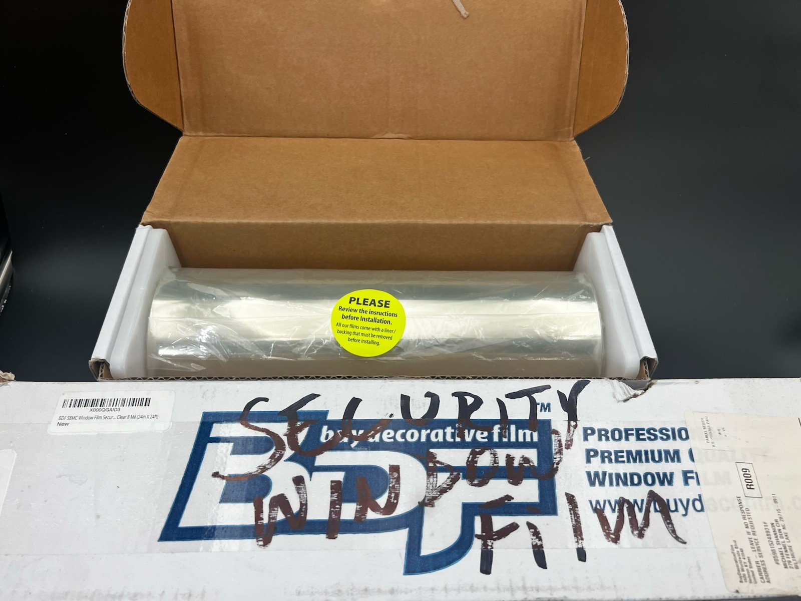 BDF S8MC Clear 8 Mil Window Security Film Lot 24″x24ft & 12″x49ft