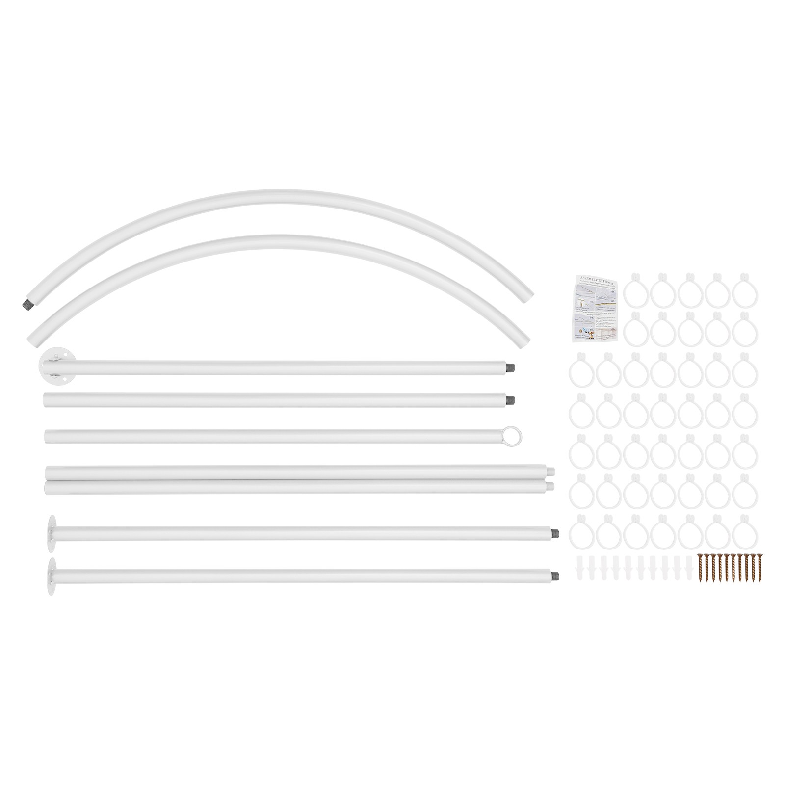 U-Shaped Wall-Mounted Privacy Curtain Rod 230 × 120 × 50 cm White