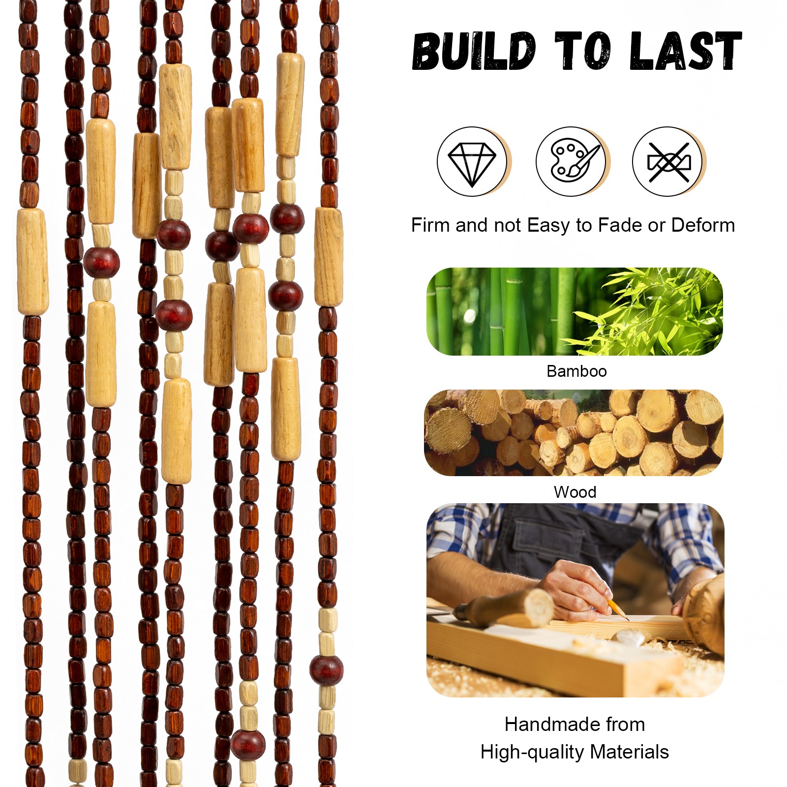 32Lines Porch Partition Curtain Wooden Beads Curtain Bedroom Living Room Curtain