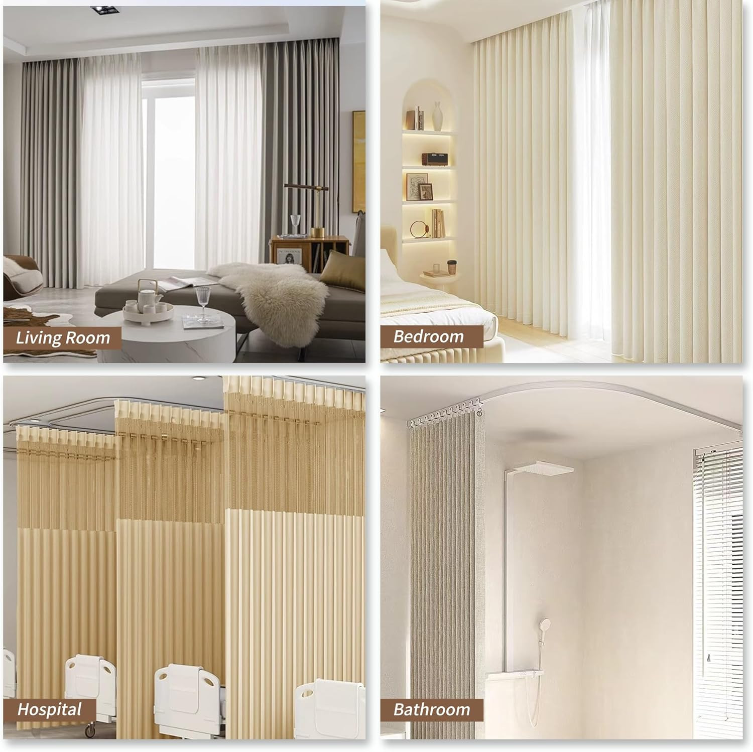 Flexible Bendable Ceiling Curtain Track, 9.8Ft Curved, PVC, Metal, Plastic