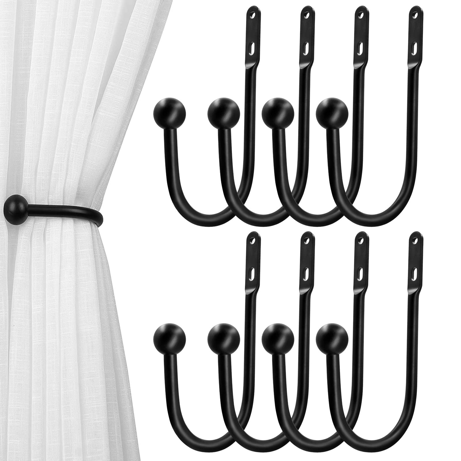 VRSS Wall Mount Curtain Tiebacks Drapery Holdbacks 8pcs Black
