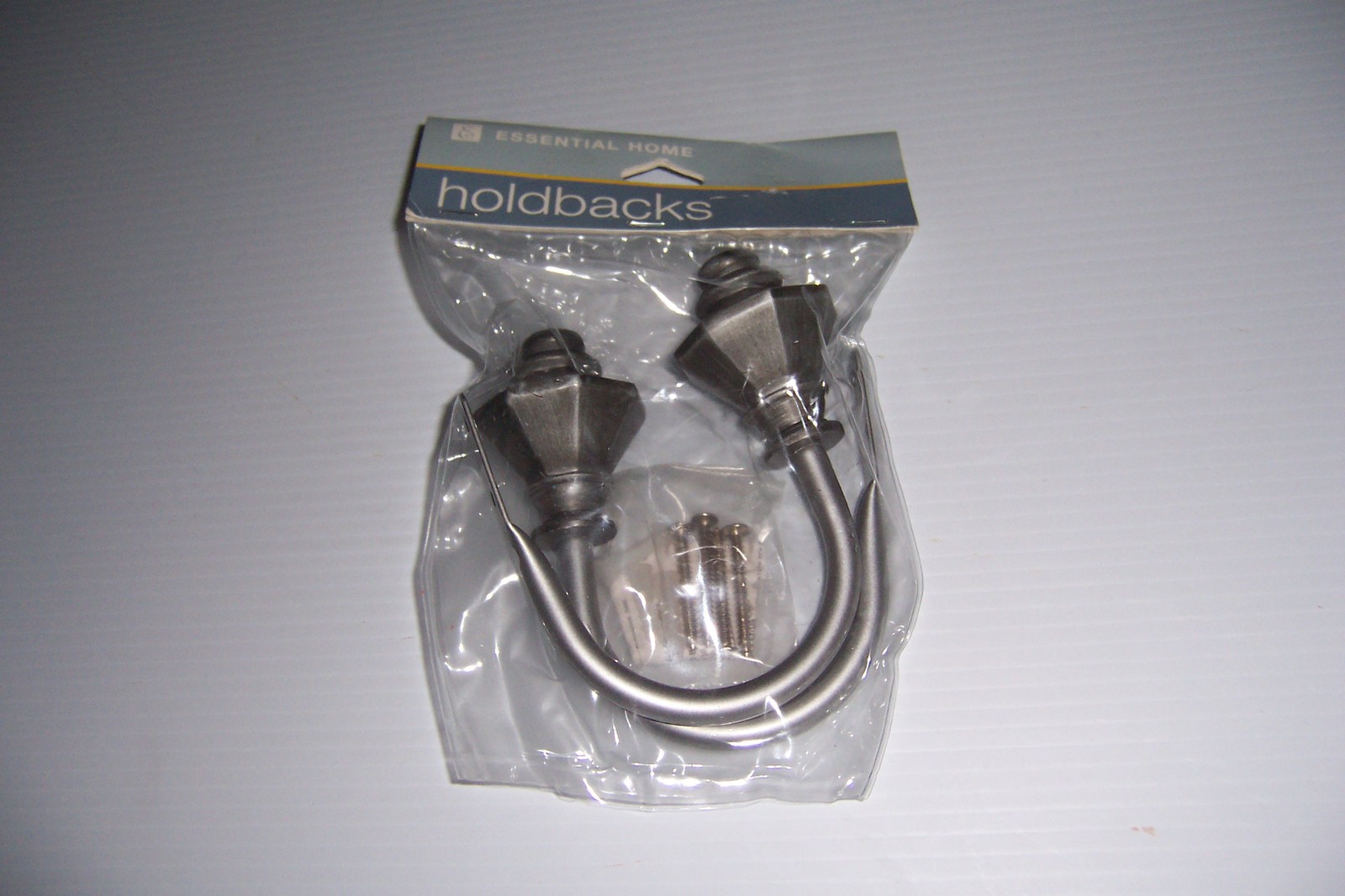 ESSENTIAL HOME SET OF 2 EMPIRE URN PEWTER CURTAIN HOLDBACKS NEW IN PACKAGE!