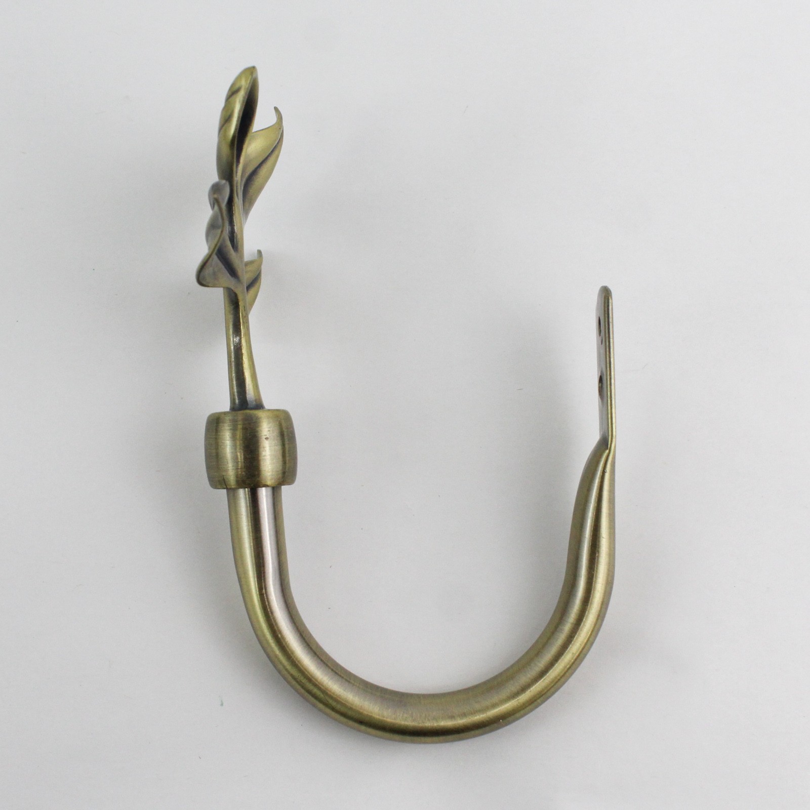 Set of 4 Brass Leaf Design Curtain Pull Back Hooks