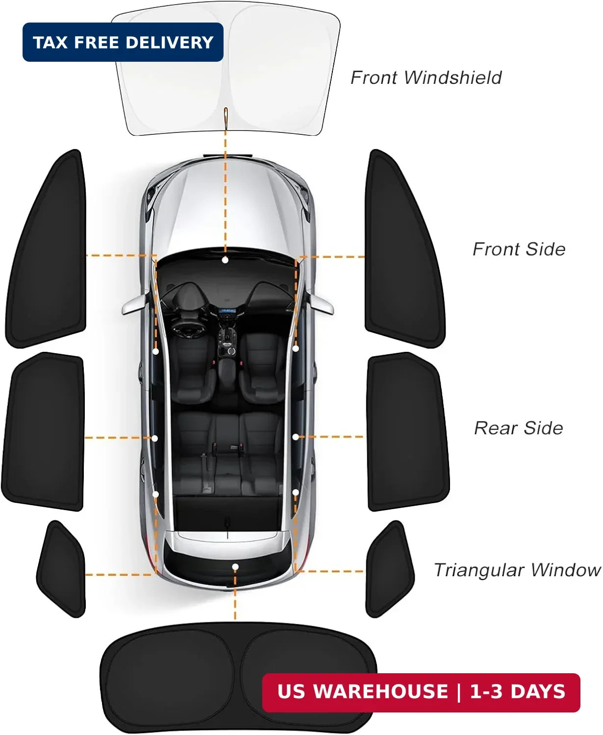 KUST Car Window Shades for Chevy Equinox 2018-2024 Windshield Sun Shade Side Win