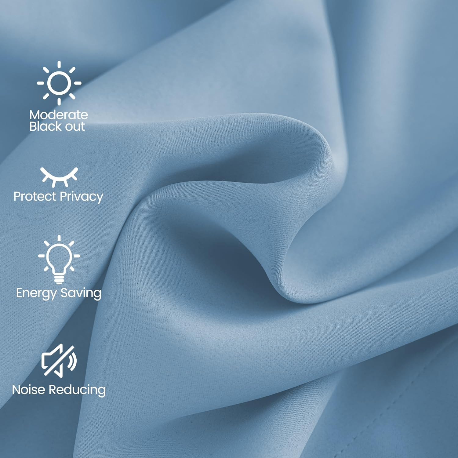 Light Blue Extra Long Blackout Curtains for High Ceilings, 52″x132″ Panel