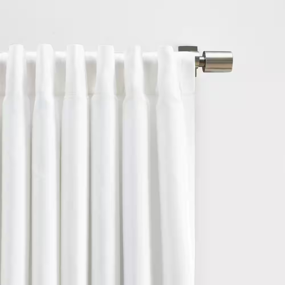Herringbone White Solid 48 In. W X 84 In. Room Darkening Single Panel Rod Pocket