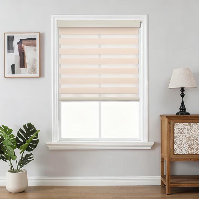 NEW Joydeco No Drill Zebra Blinds – Beige 34″W x 75″H – 2025 Version Cordless