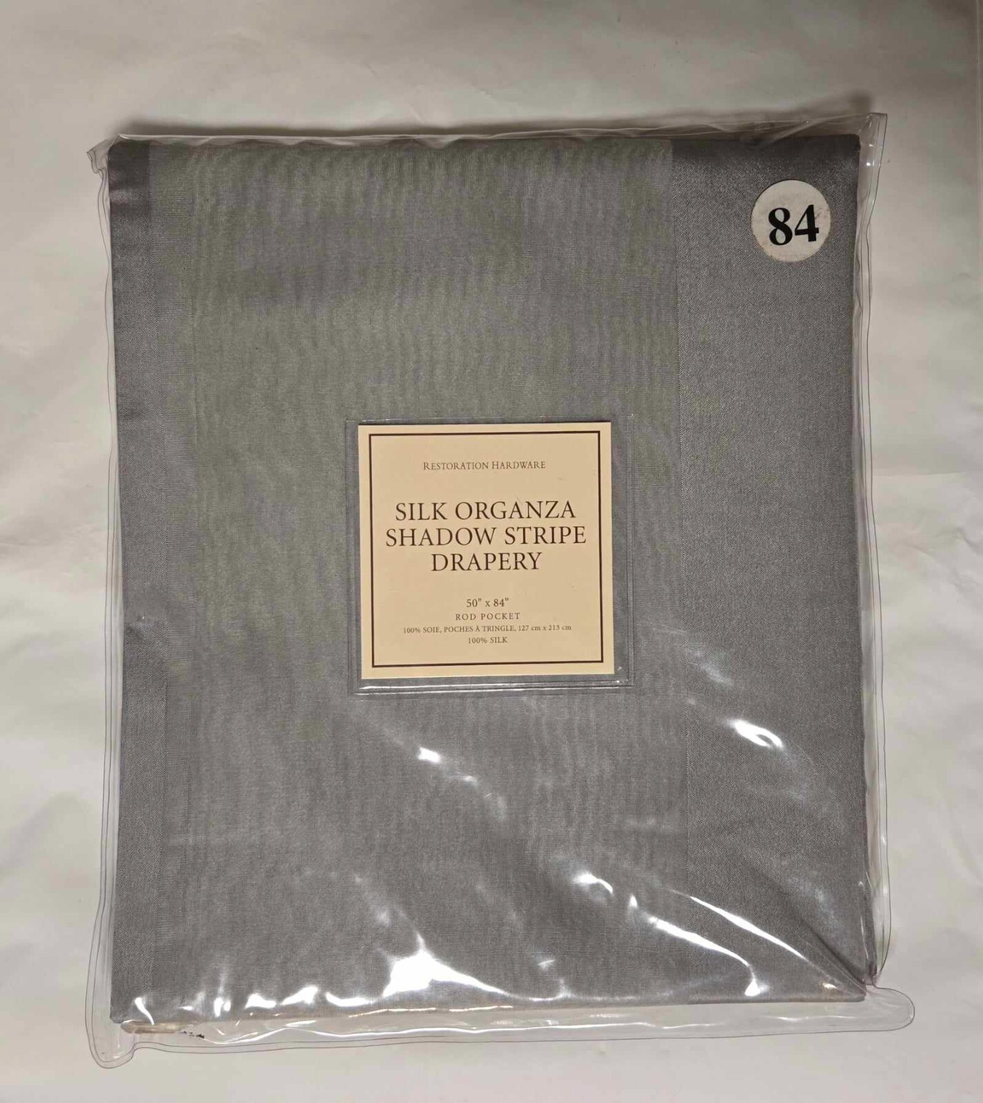 NWT Restoration Hardware Organza Shadow Stripe 100% Silk Drapery 50×84″