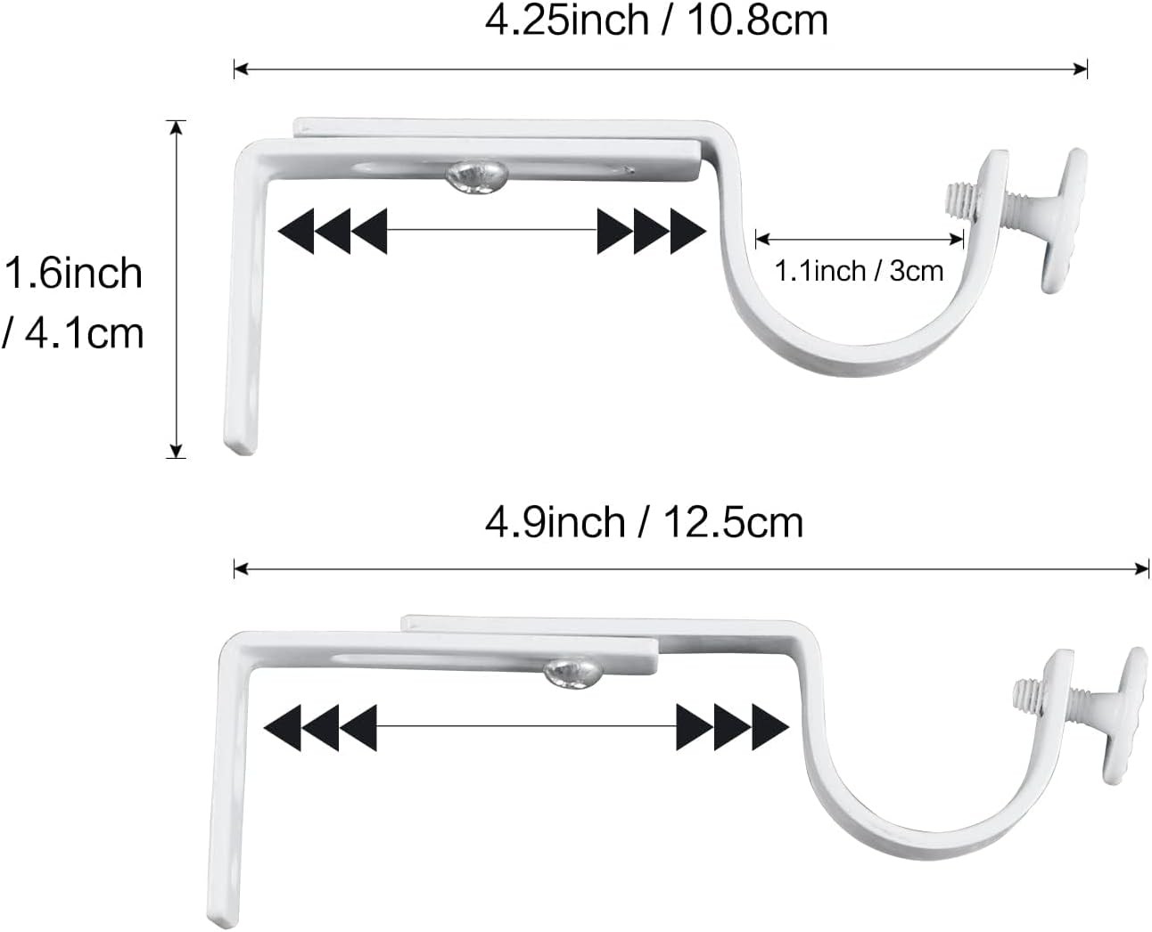 White Adjustable Curtain Rod Brackets 10 Pack Drapery Rod Bracket for Maximum…