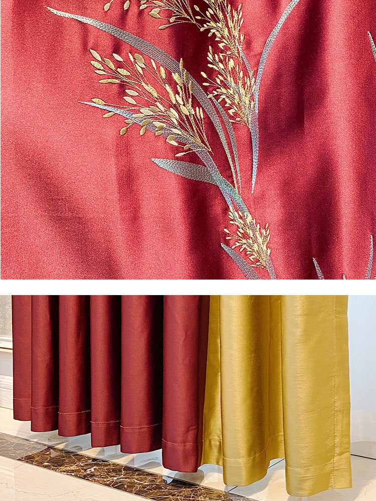 Pastoral classical Chinese embroider silk livingroom red valance curtain M1597*