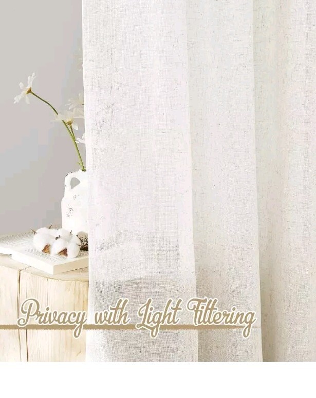 NWT Linen Curtains & Drapes 95 inch 2 Panels, Rod Pocket & Back Tab NEW