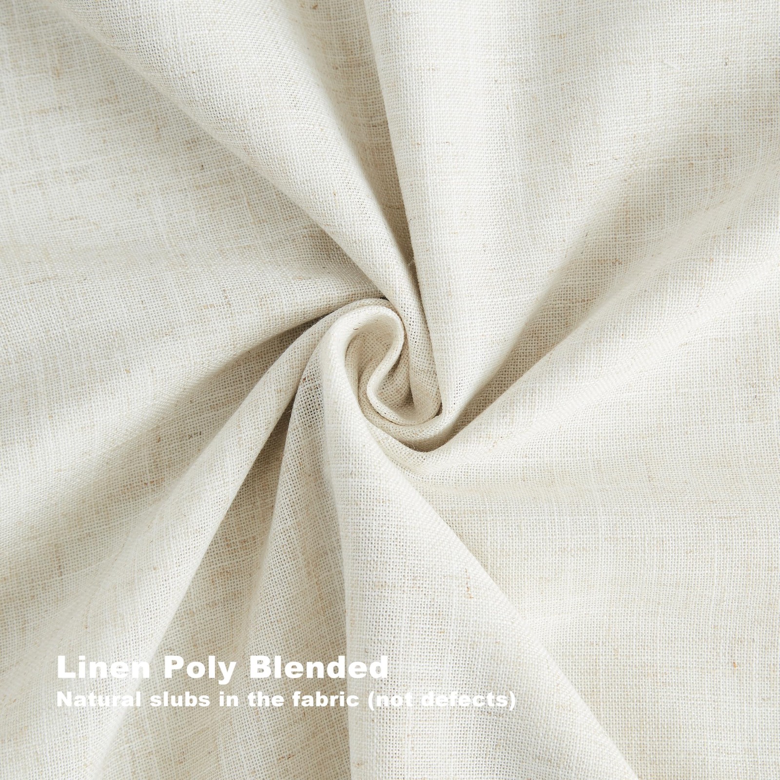 Natural Pinch Pleated Full Blackout Curtains Linen Blended Room Darkening Win…