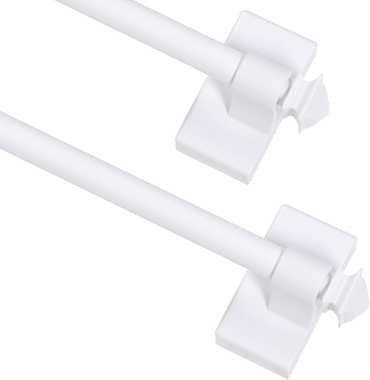 Multi-Use Adjustable Cafe Sidelight Curtain Rods, 09″-16″ Magnetic Rods, White,
