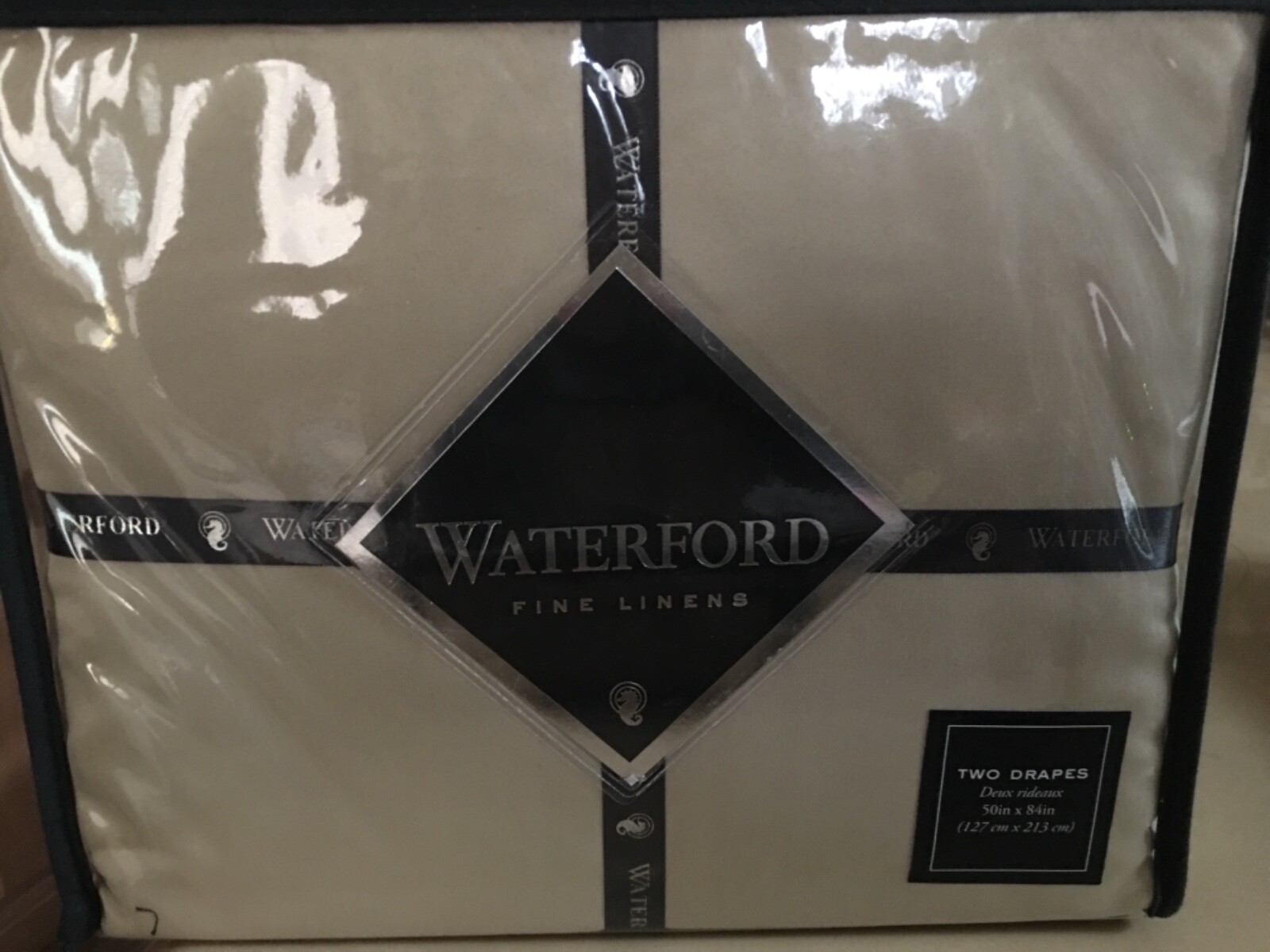 WATERFORD ABRIELLE WINDOW DRESSING 5pc DRAPES VALANCE CHAMPAGNE NIP