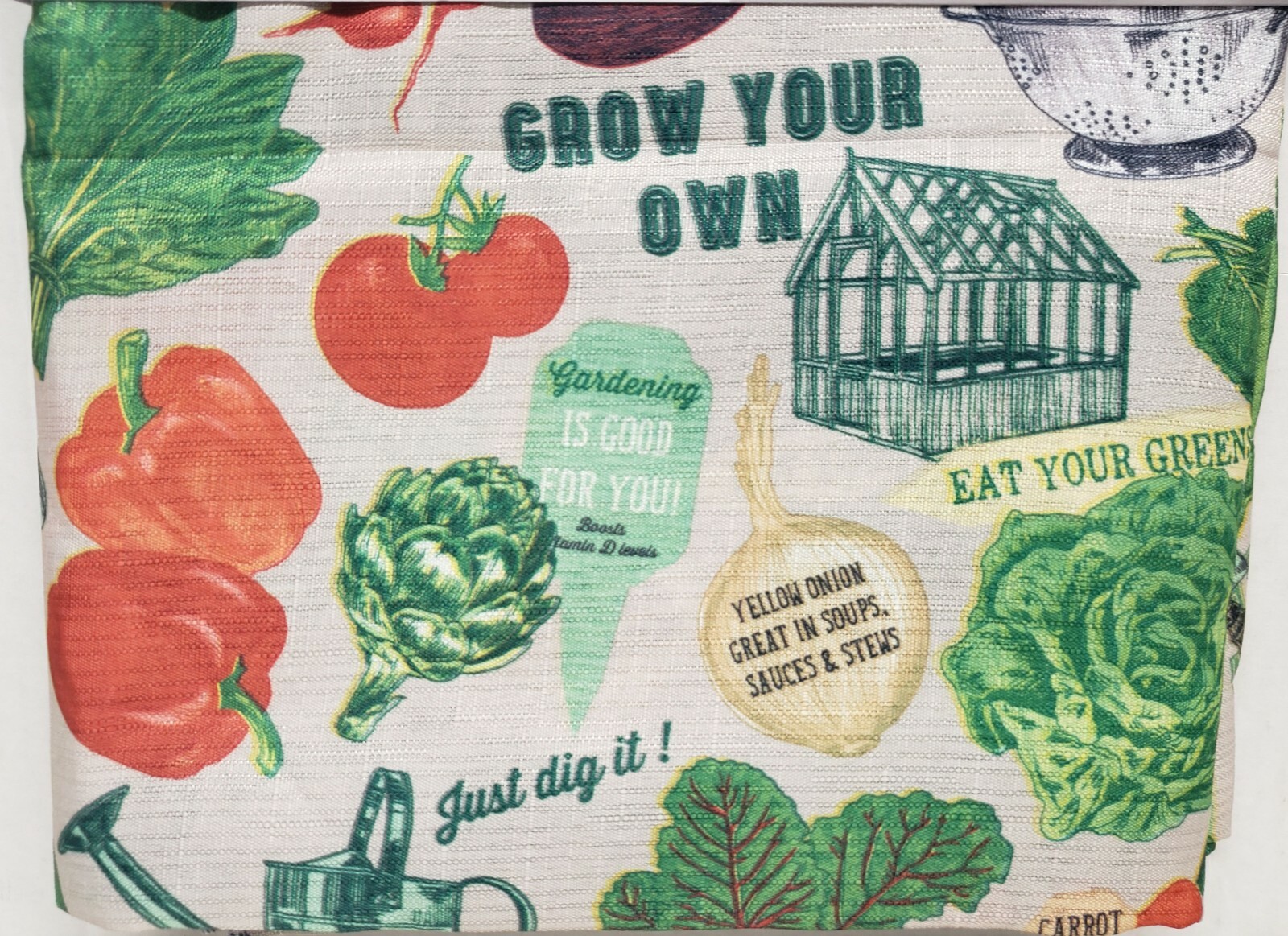 3 pc Curtains Set: 2 Tiers (27″ x 36″) & Valance (56 “x 15”) GARDEN VEGGIES, RH
