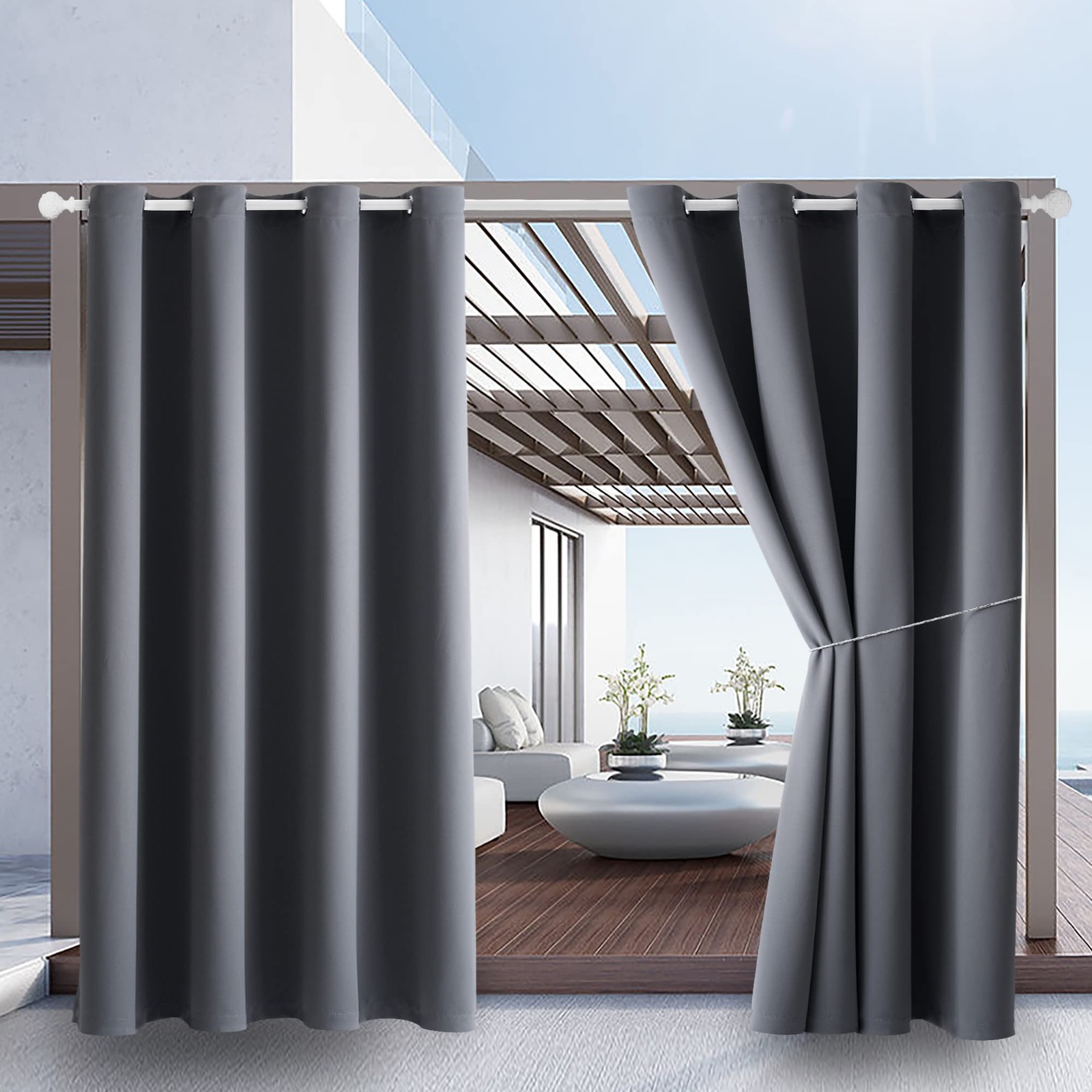 Water Proof Outside Curtains with Grommet Top for Porch, W52 x L72 Thermal In…