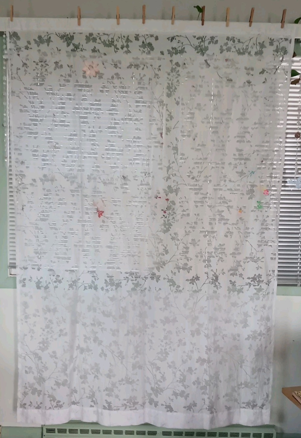 HOME #RN17730 Target Off-White 2 Sheer Panels Rod Pocket Floral Vine 19