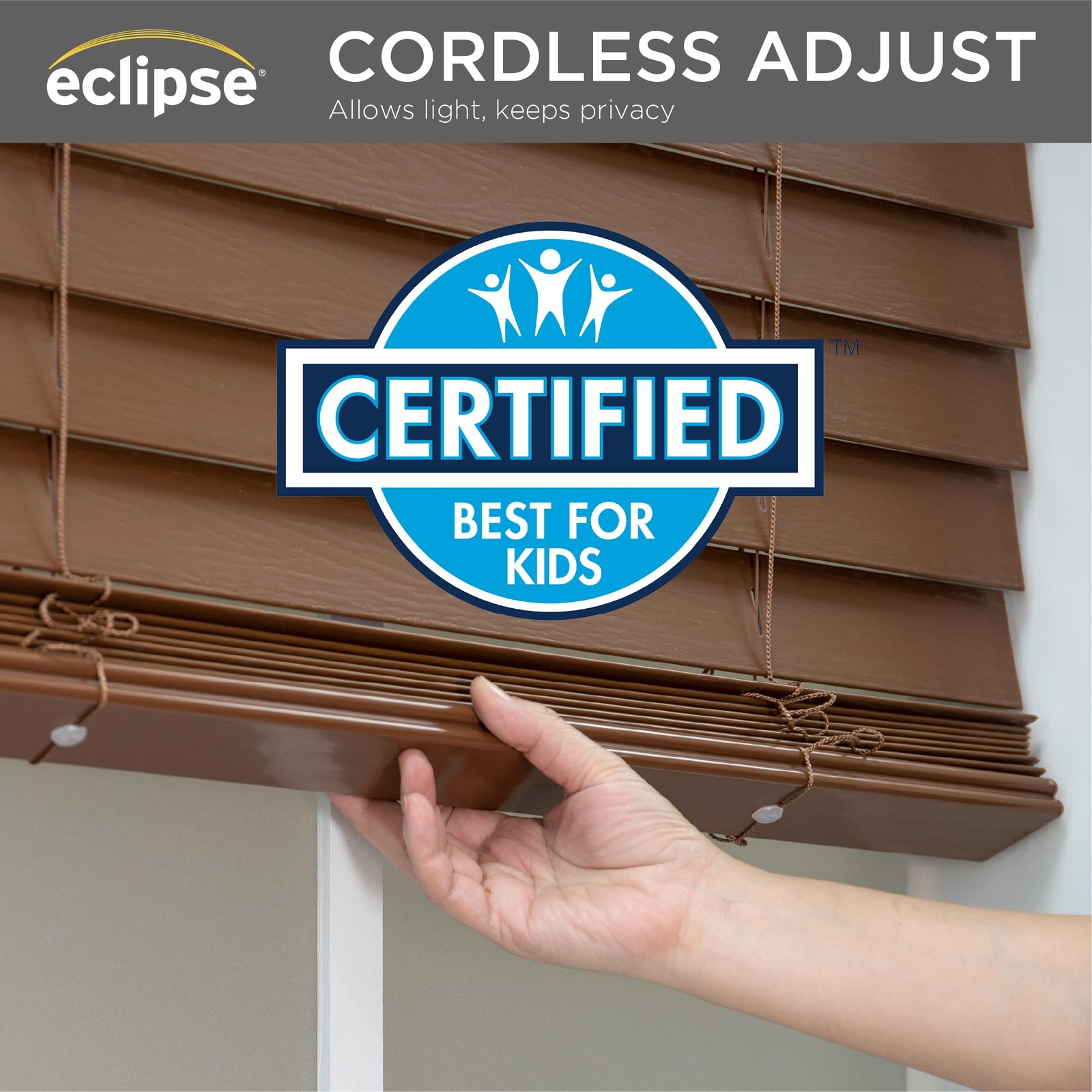 Eclipse 2In. Faux Wood Blinds 21W X 72L In Dark Oak – Blinds Certified